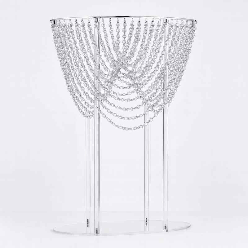32" Acrylic Wedding Bouquet Pillar Centerpiece – Crystal Chandelier Design Flower Arrangement Stand - thumbnail number 1