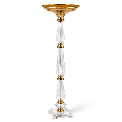 32" Gold/Clear Acrylic Crystal Pillar Candle Stand – Wedding Flower Bowl Pedestal Table Centerpiece