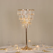 4-Tier Gold Crystal Pendant Table Centerpiece Chandelier 38" – Round Metal Vase Pedestal with Hanging Crystals - thumbnail number 2