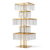 5-Tier Gold Crystal Pendant Chandelier Table Centerpiece 40" – Metal Flower Stand with Square Frame and Hanging Crystals - thumbnail number 1