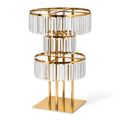 3-tier gold crystal pendant table centerpiece chandelier on white background - thumbnail number 1