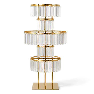 5-Tier Gold Crystal Pendant Table Centerpiece Chandelier 40" – Round Metal Vase Pedestal with Hanging Crystals - thumbnail number 1