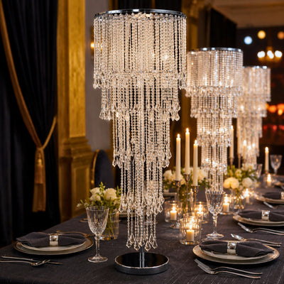 4ft Cascading Crystal Beaded Floral Stand – Waterfall Chandelier Table Centerpiece for Event Décor - thumbnail number 5
