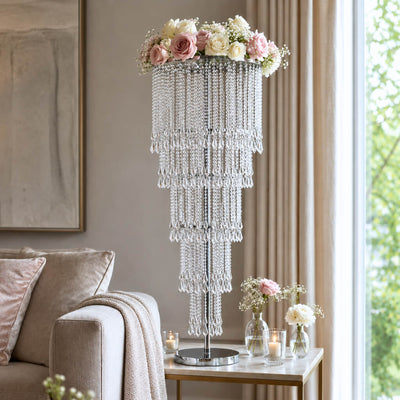 4ft Cascading Crystal Beaded Floral Stand – Waterfall Chandelier Table Centerpiece for Event Décor - thumbnail number 8