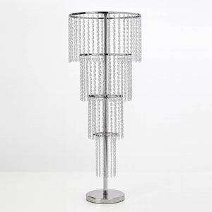 Acrylic Beaded 4-Tier Chandelier Centerpiece – 4ft Round Metal Floral Stand for Weddings and Events