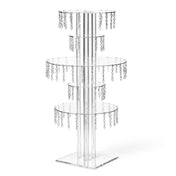 39" Tall 5-Tier Acrylic Chandelier Flower Stand with Hanging Crystals – Clear Table Centerpiece Display Tower - thumbnail number 1