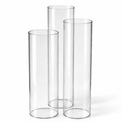 Set of 3 clear glass chimney candle shade cylinders in varying heights - thumbnail number 1