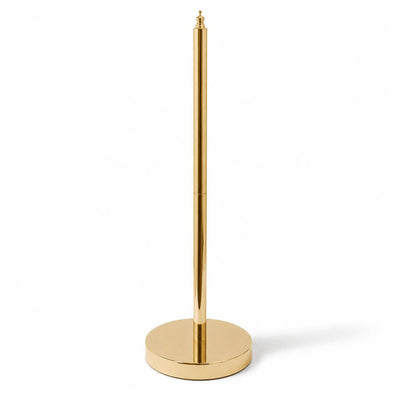 Assembled gold metal chandelier lamp stand with a round base and top cap - thumbnail number 1