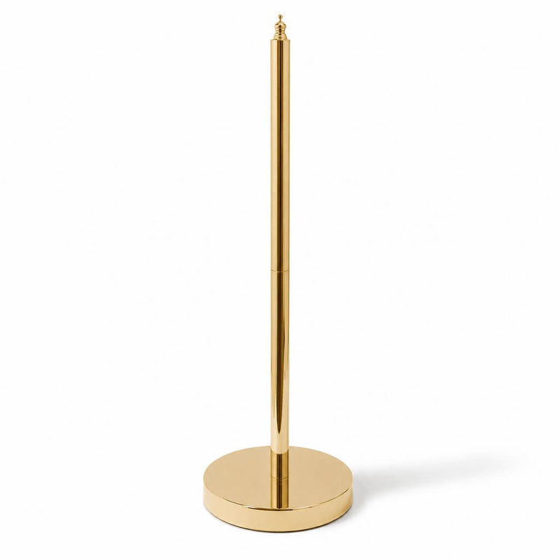 Assembled gold metal chandelier lamp stand with a round base and top cap - thumbnail number 1