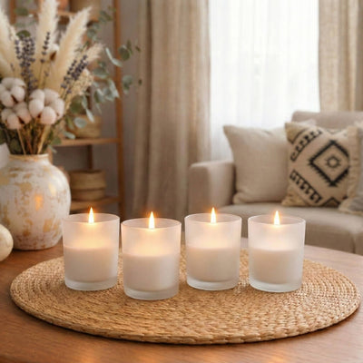 Richland Votive Candles & Eastland Frosted Votive Holders Set of 72 - White - Unscented - thumbnail number 8