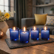 Richland Votive Candles & Eastland Colored Votive Holders Set of 144 - White - Citronella Scented - Blue Style - thumbnail number 6