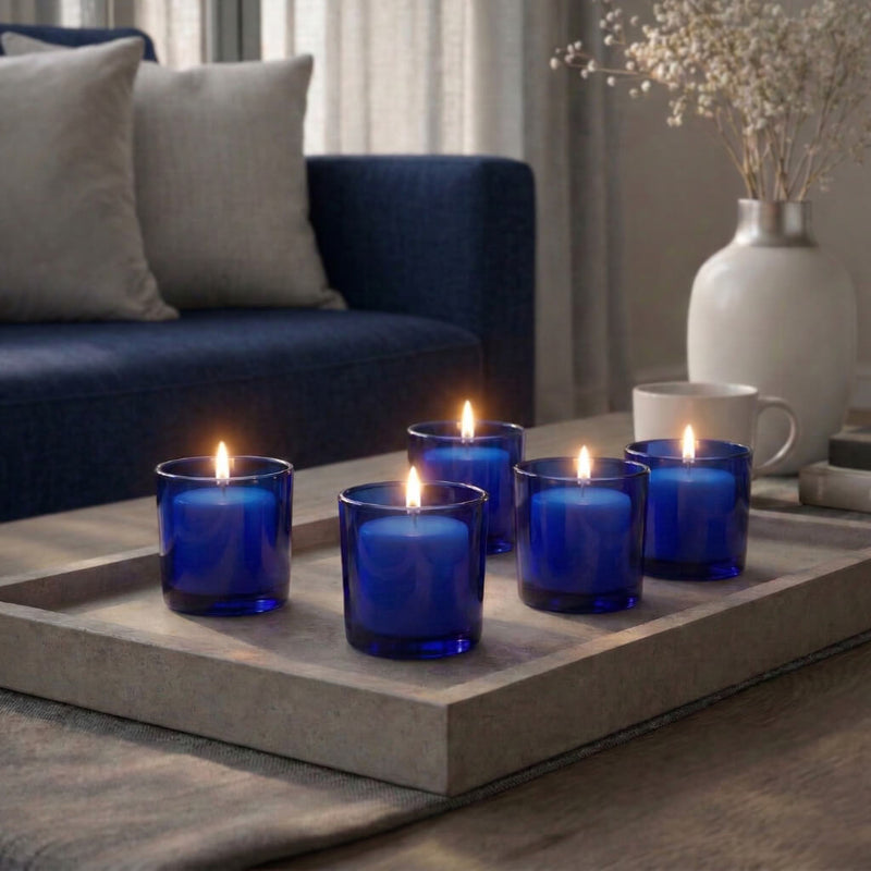Richland Votive Candles & Eastland Colored Votive Holders Set of 144 - White - Citronella Scented - Blue Style - thumbnail number 7