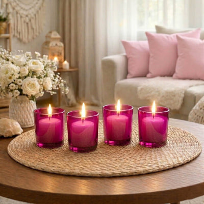 Richland Votive Candles & Eastland Colored Votive Holders Set of 144 - White - Fresh Laundry Scented - Pink Style - thumbnail number 6