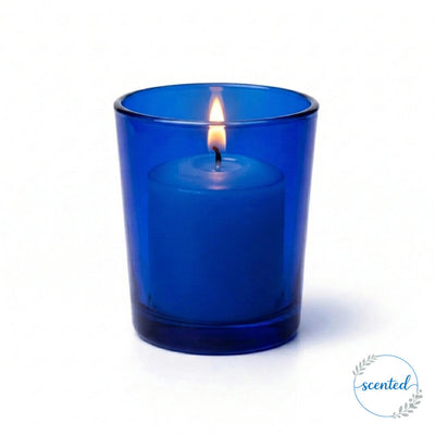 Richland Votive Candles & Eastland Colored Votive Holders Set of 144 - White - Citronella Scented - Blue Style - thumbnail number 2