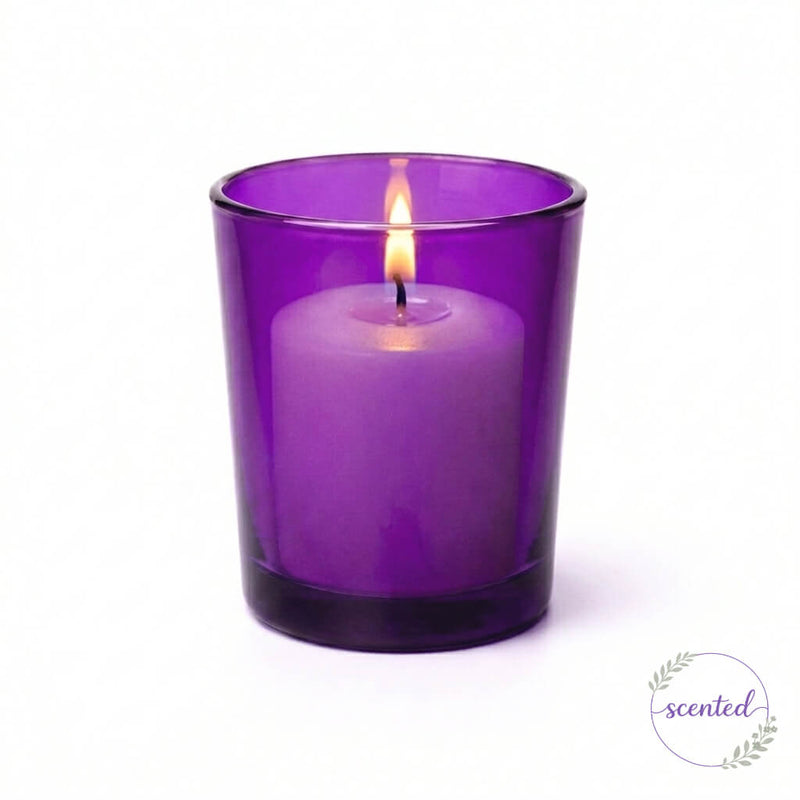 Richland Votive Candles & Eastland Colored Votive Holders Set of 72 - White - Citronella Scented - Purple Style - thumbnail number 2
