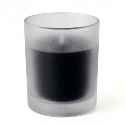 Black unscented candle in frosted glass votive holder - thumbnail number 1