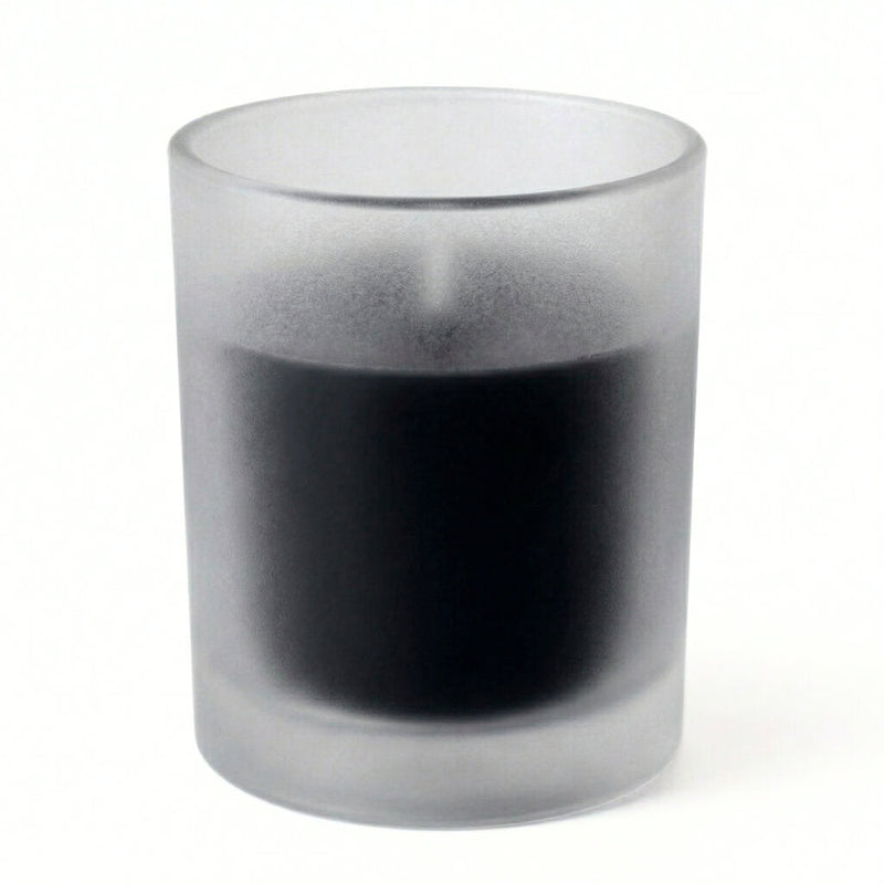 Frosted glass votive with black unscented candle - thumbnail number 1