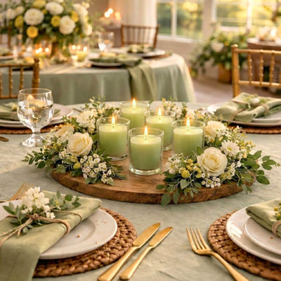 Richland Votive Candles & Eastland Clear Votive Holders Set of 12 - Green - Vanilla Lime Scented - thumbnail number 3