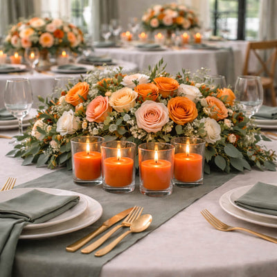 Richland Votive Candles & Eastland Clear Votive Holders Set of 12 - Orange - Unscented - thumbnail number 4