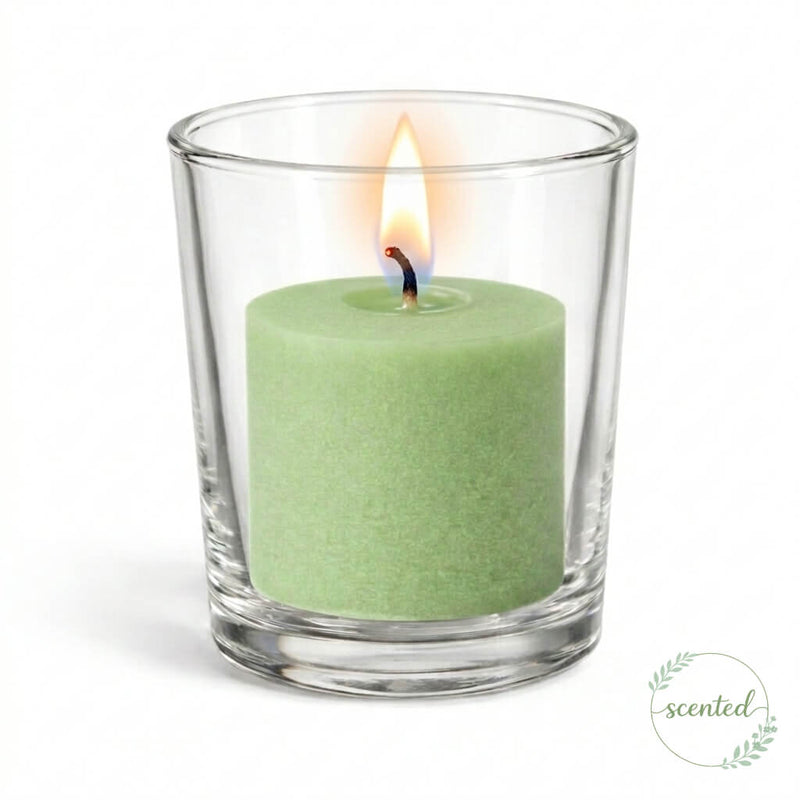 Richland Votive Candles & Eastland Clear Votive Holders Set of 12 - Green - Vanilla Lime Scented - thumbnail number 2
