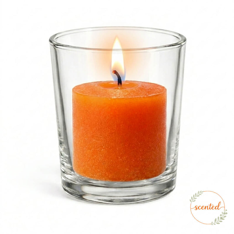 Richland Votive Candles & Eastland Clear Votive Holders Set of 72 - Orange - Citrus Fruit Scented - thumbnail number 2