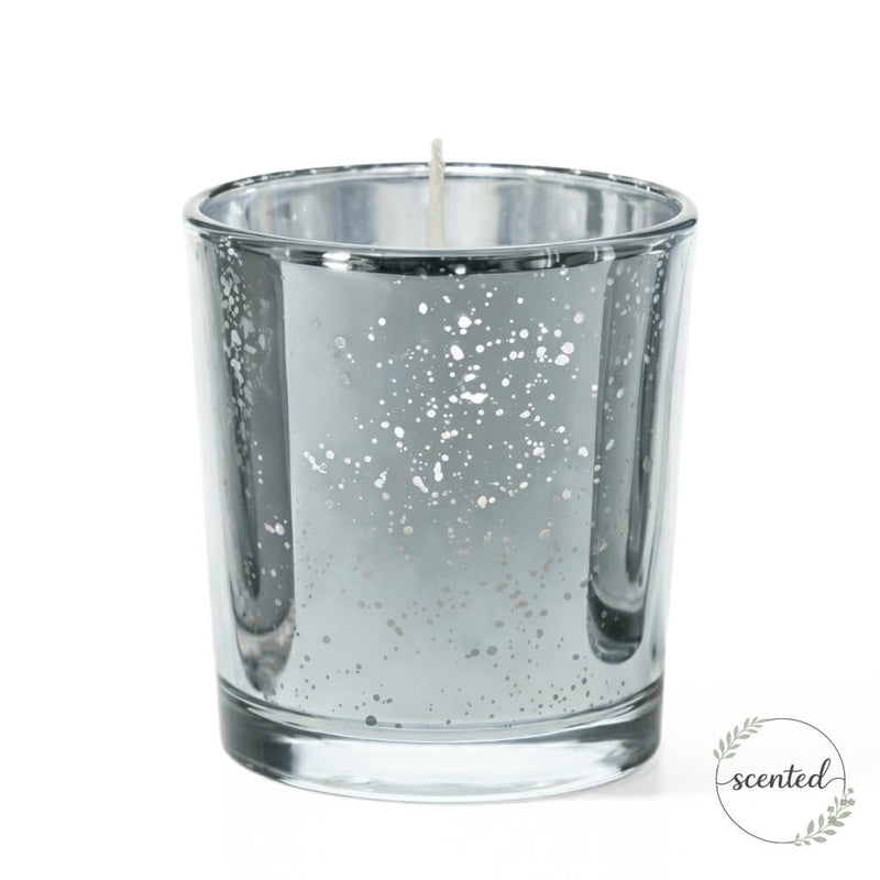 White-Fresh Laundry scented candle in metallic silver mercury votive holder - thumbnail number 1