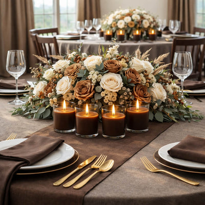 Richland Votive Candles & Eastland Clear Votive Holders Set of 12 - Brown - Unscented - thumbnail number 4