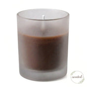 Brown-Cinnamon Bun scented candle in frosted glass votive holder - thumbnail number 1