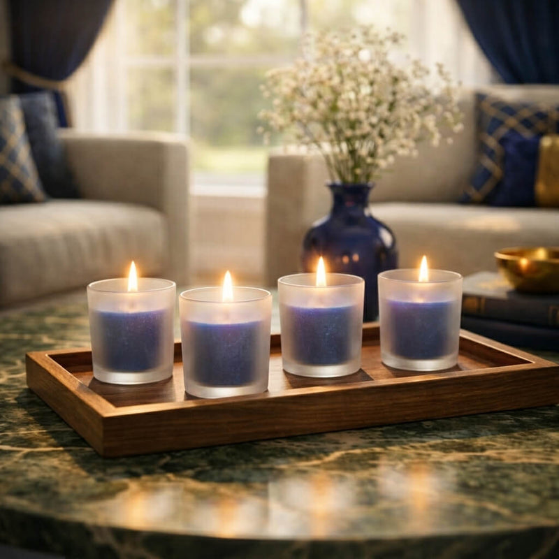 Richland Votive Candles & Eastland Frosted Votive Holders Set of 12 - Navy Blue - Unscented - thumbnail number 9