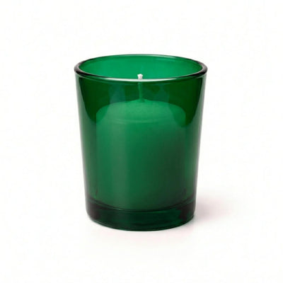 Richland Votive Candles & Eastland Colored Votive Holders Set of 12 - White - Unscented - Green Color