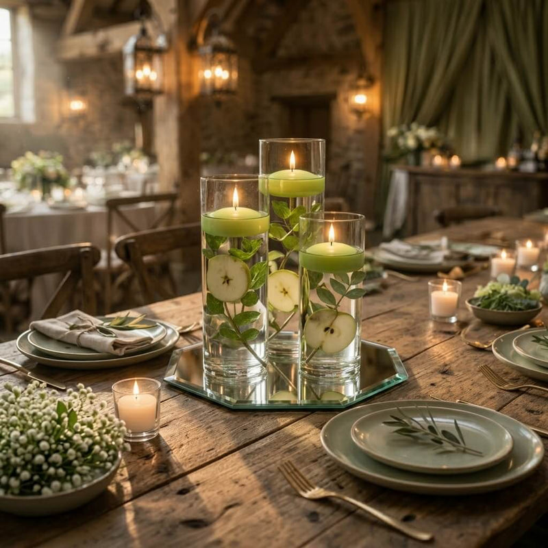 Eastland Octagon Mirror and Cylinder Vase Centerpiece with Richland 3" Floating Candles Set of 7 - thumbnail number 74