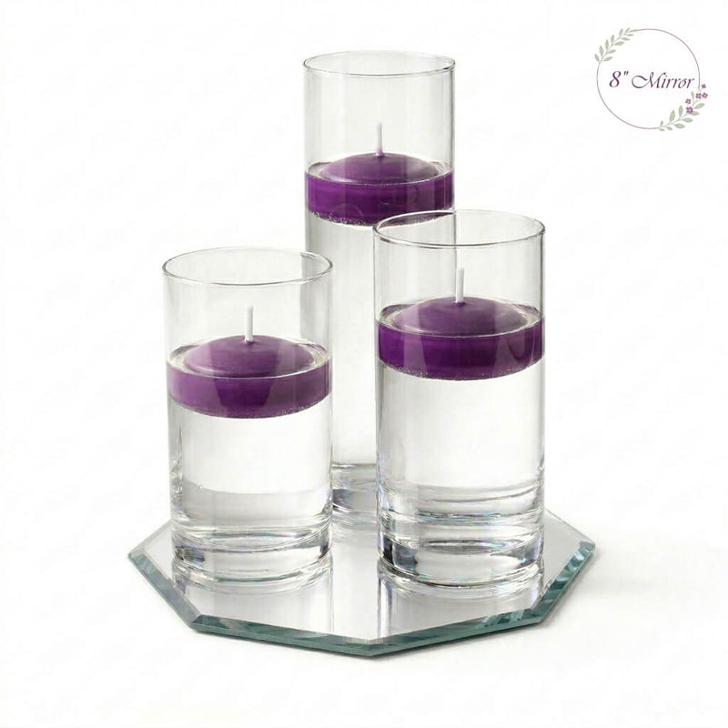 Eastland Octagon Mirror and Cylinder Vase Centerpiece with Richland 3" Floating Candles Set of 84 - thumbnail number 26