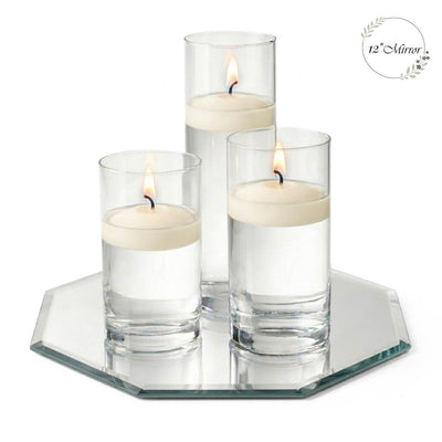 Eastland Octagon Mirror and Cylinder Vase Centerpiece with Richland 3" Floating Candles Set of 7 - thumbnail number 54