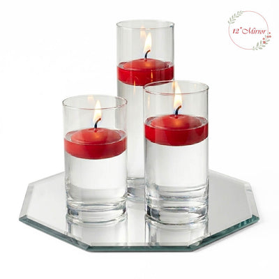 Eastland Octagon Mirror and Cylinder Vase Centerpiece with Richland 3" Floating Candles Set of 7 - thumbnail number 34