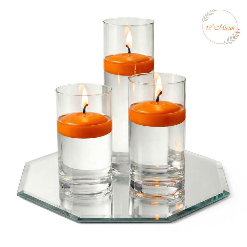 Eastland Octagon Mirror and Cylinder Vase Centerpiece with Richland 3" Floating Candles Set of 7 - thumbnail number 69