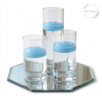 Eastland Octagon Mirror and Cylinder Vase Centerpiece with Richland 3" Floating Candles Set of 84 - thumbnail number 18
