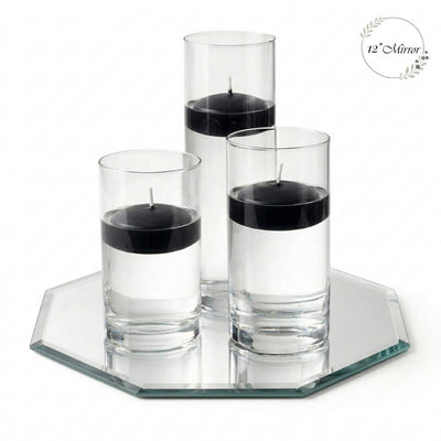 Eastland Octagon Mirror and Cylinder Vase Centerpiece with Richland 3" Floating Candles Set of 84 - thumbnail number 13