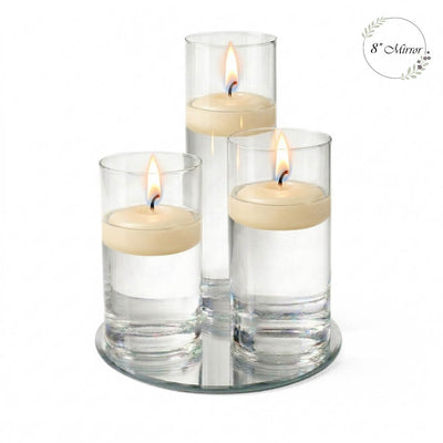 Eastland Round Mirror and Cylinder Vase Centerpiece with Richland 3" Floating Candles Set of 7 - thumbnail number 79