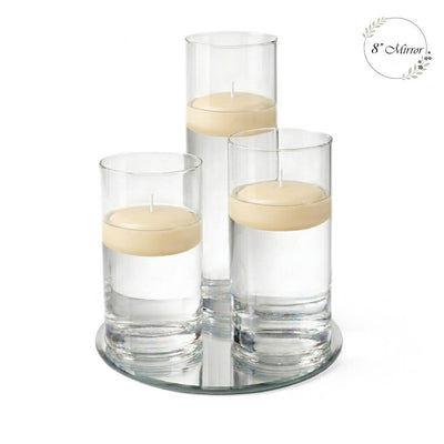 Eastland Round Mirror and Cylinder Vase Centerpiece with Richland 3" Floating Candles Set of 7 - thumbnail number 78