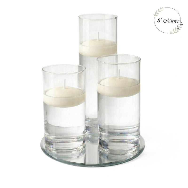 Eastland Round Mirror and Cylinder Vase Centerpiece with Richland 3" Floating Candles Set of 7 - thumbnail number 71