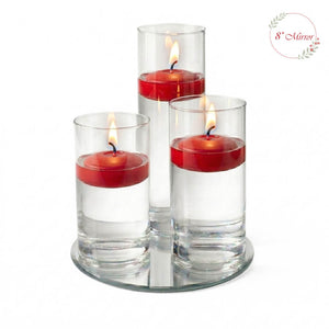 Eastland Round Mirror and Cylinder Vase Centerpiece with Richland 3" Floating Candles Set of 7