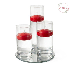 Eastland Round Mirror and Cylinder Vase Centerpiece with Richland 3" Floating Candles Set of 7