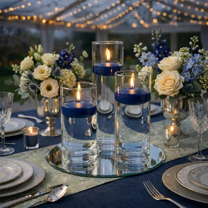 Eastland Round Mirror and Cylinder Vase Centerpiece with Richland 3" Floating Candles Set of 7