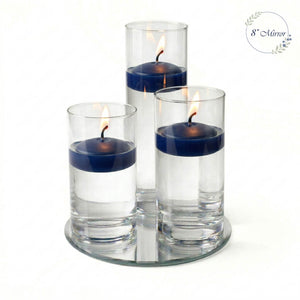 Eastland Round Mirror and Cylinder Vase Centerpiece with Richland 3" Floating Candles Set of 7