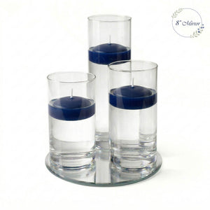 Eastland Round Mirror and Cylinder Vase Centerpiece with Richland 3" Floating Candles Set of 7