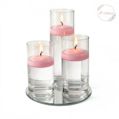 Eastland Round Mirror and Cylinder Vase Centerpiece with Richland 3" Floating Candles Set of 7 - thumbnail number 65