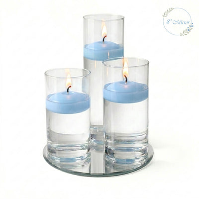 Eastland Round Mirror and Cylinder Vase Centerpiece with Richland 3" Floating Candles Set of 7 - thumbnail number 23