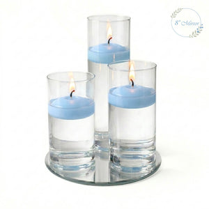 Eastland Round Mirror and Cylinder Vase Centerpiece with Richland 3" Floating Candles Set of 7