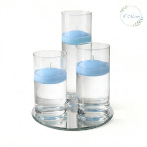 Eastland Round Mirror and Cylinder Vase Centerpiece with Richland 3" Floating Candles Set of 7