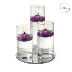 Eastland Round Mirror and Cylinder Vase Centerpiece with Richland 3" Floating Candles Set of 7